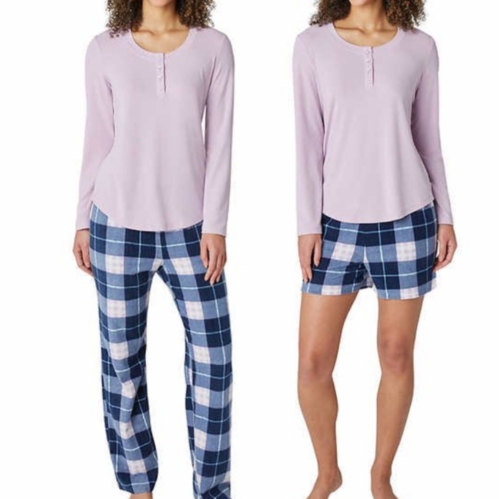 Eddie Bauer Light Purple and Blue Plaid Pajama Set